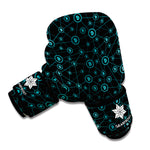 Blue Bitcoin Pattern Print Boxing Gloves