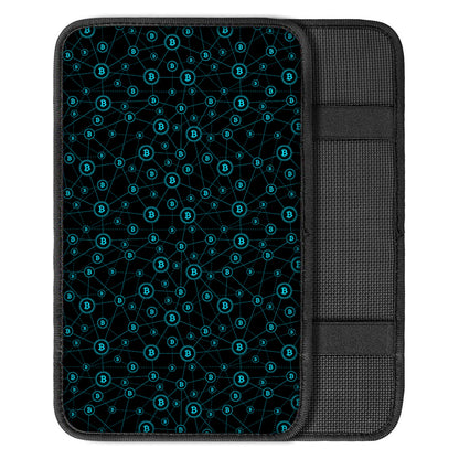 Blue Bitcoin Pattern Print Car Center Console Cover