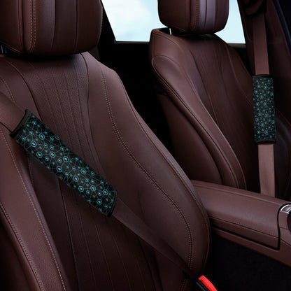 Blue Bitcoin Pattern Print Car Seat Belt Covers