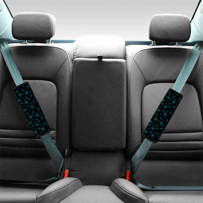 Blue Bitcoin Pattern Print Car Seat Belt Covers
