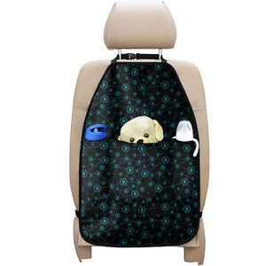 Blue Bitcoin Pattern Print Car Seat Organizers