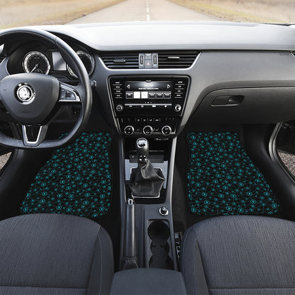 Blue Bitcoin Pattern Print Front and Back Car Floor Mats