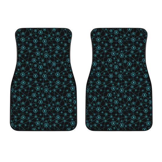 Blue Bitcoin Pattern Print Front Car Floor Mats
