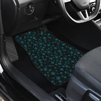 Blue Bitcoin Pattern Print Front Car Floor Mats