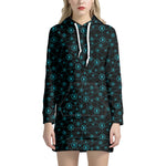 Blue Bitcoin Pattern Print Hoodie Dress