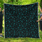 Blue Bitcoin Pattern Print Quilt