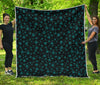 Blue Bitcoin Pattern Print Quilt