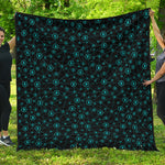 Blue Bitcoin Pattern Print Quilt