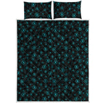 Blue Bitcoin Pattern Print Quilt Bed Set