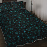 Blue Bitcoin Pattern Print Quilt Bed Set