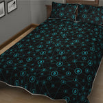 Blue Bitcoin Pattern Print Quilt Bed Set