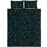 Blue Bitcoin Pattern Print Quilt Bed Set