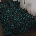 Blue Bitcoin Pattern Print Quilt Bed Set