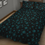 Blue Bitcoin Pattern Print Quilt Bed Set