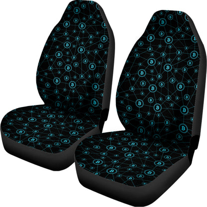 Blue Bitcoin Pattern Print Universal Fit Car Seat Covers