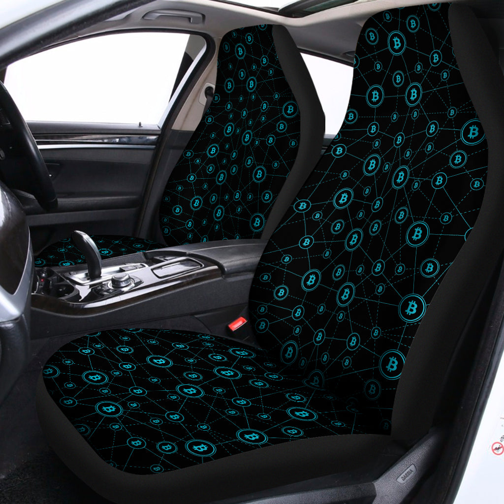 Blue Bitcoin Pattern Print Universal Fit Car Seat Covers