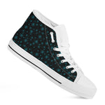 Blue Bitcoin Pattern Print White High Top Shoes
