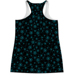 Blue Bitcoin Pattern Print Women's Racerback Tank Top