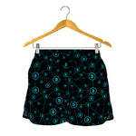 Blue Bitcoin Pattern Print Women's Shorts