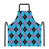 Blue Black And Purple Argyle Print Apron