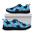 Blue Black And Purple Argyle Print Black Running Shoes