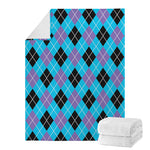 Blue Black And Purple Argyle Print Blanket