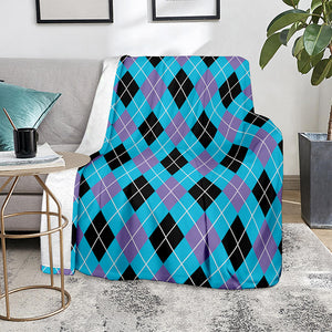 Blue Black And Purple Argyle Print Blanket