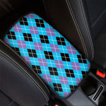 Blue Black And Purple Argyle Print Car Center Console Cover