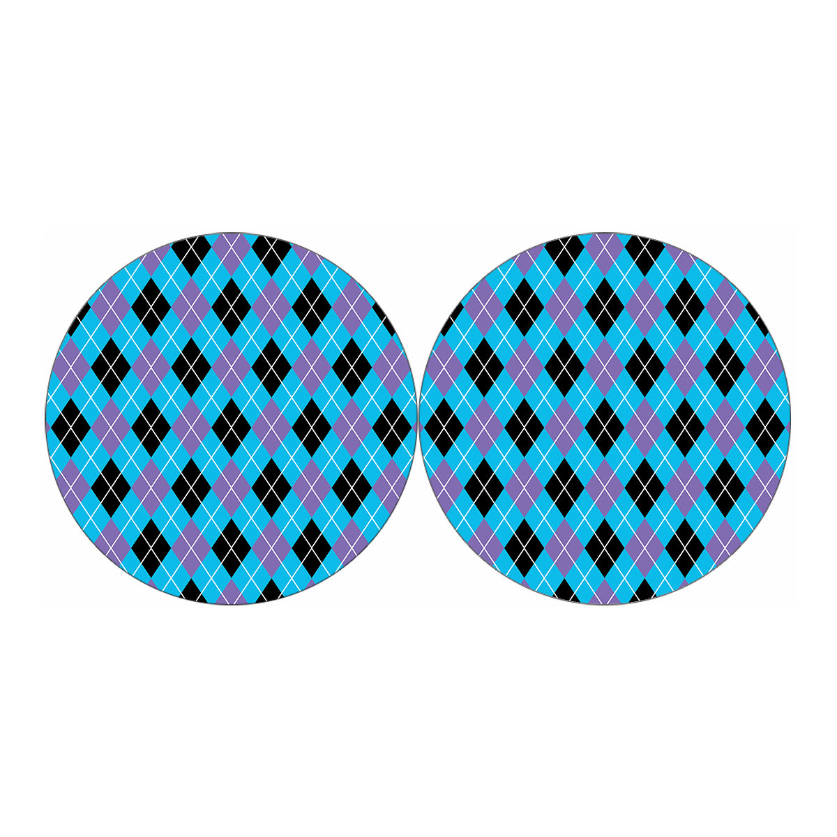 Blue Black And Purple Argyle Print Car Coasters