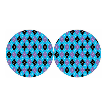 Blue Black And Purple Argyle Print Car Coasters