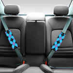 Blue Black And Purple Argyle Print Car Seat Belt Covers