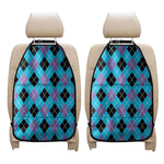 Blue Black And Purple Argyle Print Car Seat Organizers