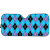 Blue Black And Purple Argyle Print Car Sun Shade