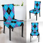 Blue Black And Purple Argyle Print Dining Chair Slipcover