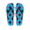 Blue Black And Purple Argyle Print Flip Flops