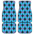 Blue Black And Purple Argyle Print Front and Back Car Floor Mats