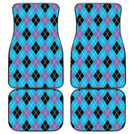 Blue Black And Purple Argyle Print Front and Back Car Floor Mats