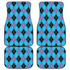 Blue Black And Purple Argyle Print Front and Back Car Floor Mats