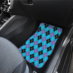 Blue Black And Purple Argyle Print Front and Back Car Floor Mats