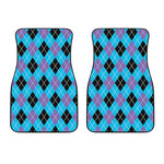 Blue Black And Purple Argyle Print Front Car Floor Mats