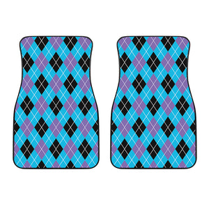 Blue Black And Purple Argyle Print Front Car Floor Mats