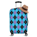 Blue Black And Purple Argyle Print Luggage Cover