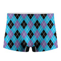 Blue Black And Purple Argyle Print Men's Boxer Briefs