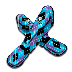 Blue Black And Purple Argyle Print Muay Thai Shin Guard