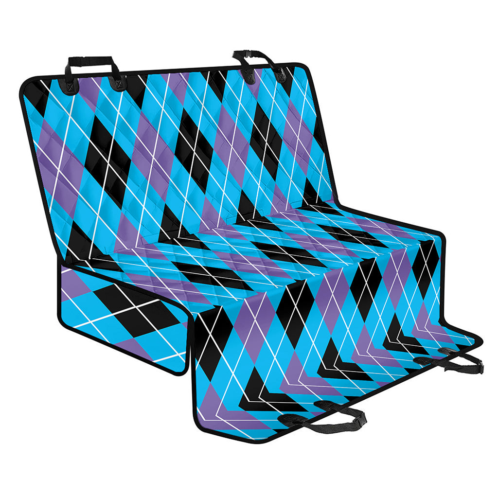 Blue Black And Purple Argyle Print Pet Car Back Seat Cover