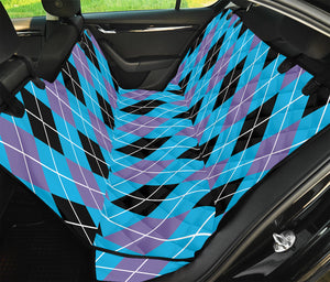 Blue Black And Purple Argyle Print Pet Car Back Seat Cover