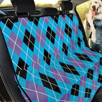 Blue Black And Purple Argyle Print Pet Car Back Seat Cover