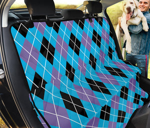 Blue Black And Purple Argyle Print Pet Car Back Seat Cover