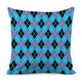 Blue Black And Purple Argyle Print Pillow Cover
