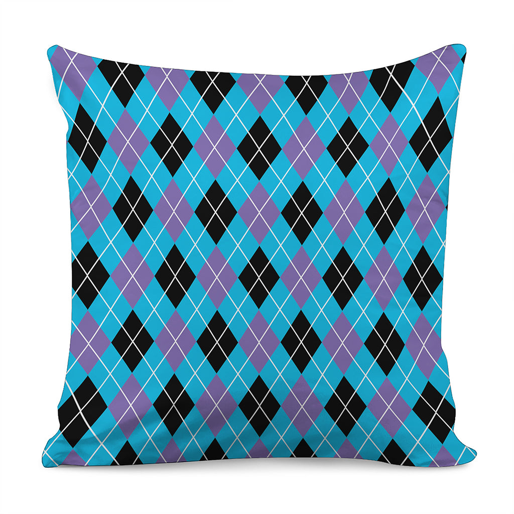 Blue Black And Purple Argyle Print Pillow Cover